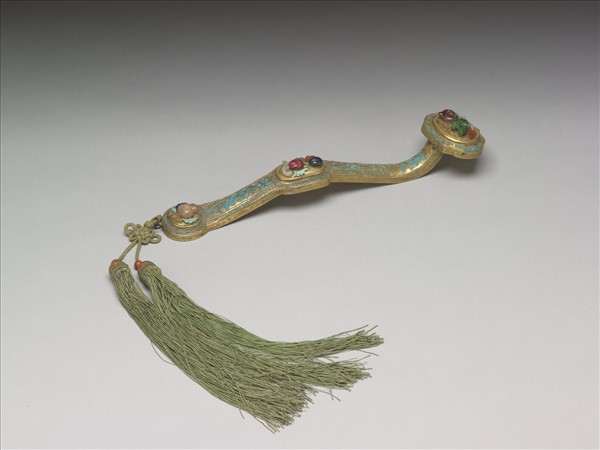 鍍金點翠鑲寶石三多如意