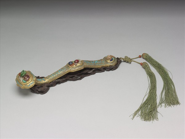 鍍金點翠鑲寶石三多如意