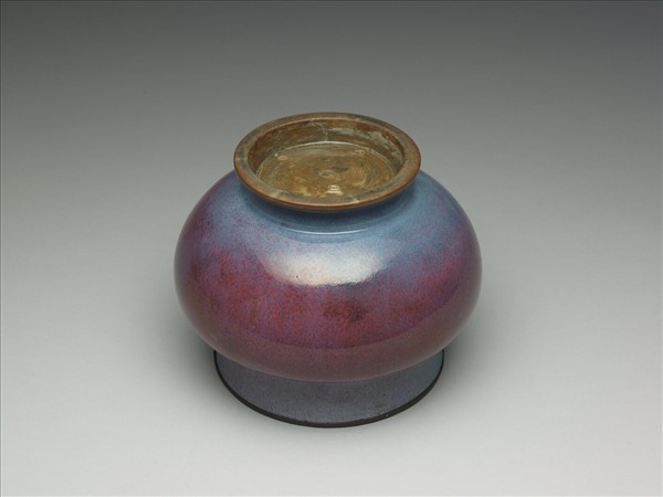 鈞窯 天藍玫瑰紫渣斗式瓷盆