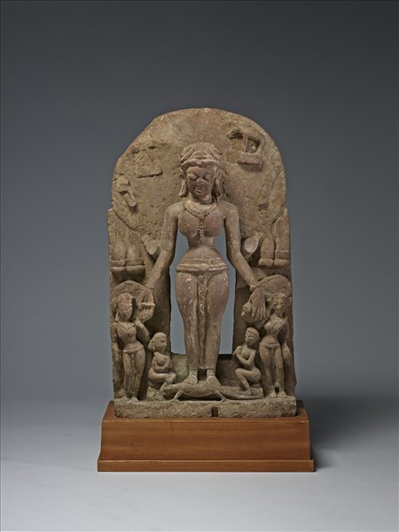 印度北部 12世紀 黃砂岩 女神立像