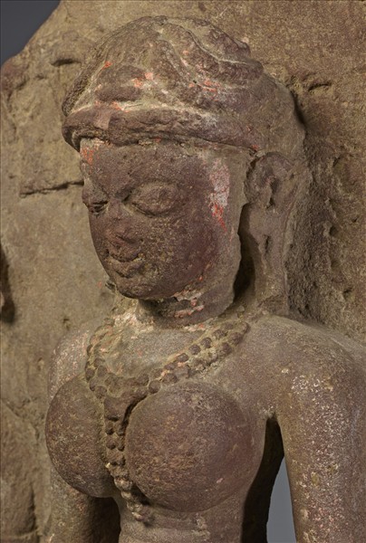 印度北部 12世紀 黃砂岩 女神立像