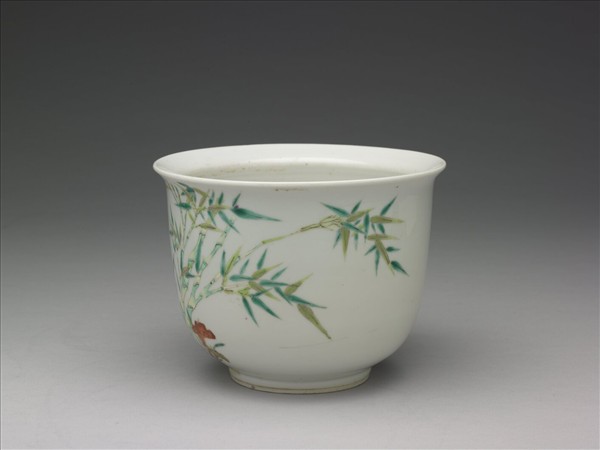 粉彩蘭竹圖花盆