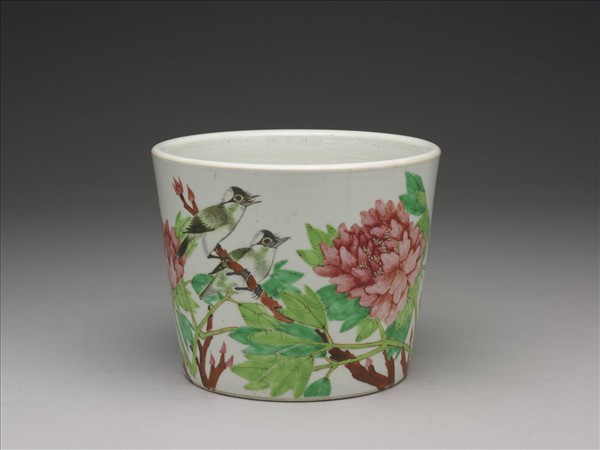 粉彩富貴白頭圖花盆