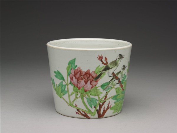 粉彩富貴白頭圖花盆