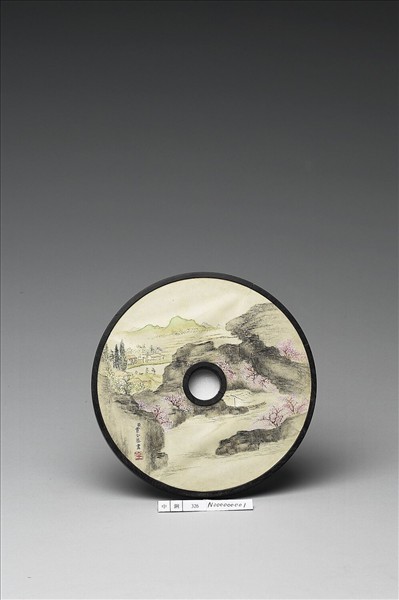 雕刻木蓋附賈全〈桃花源〉