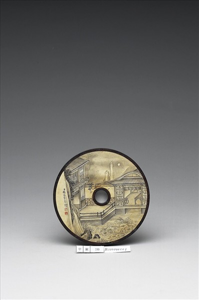 雕刻木蓋附楊大章〈樓臺月夜〉