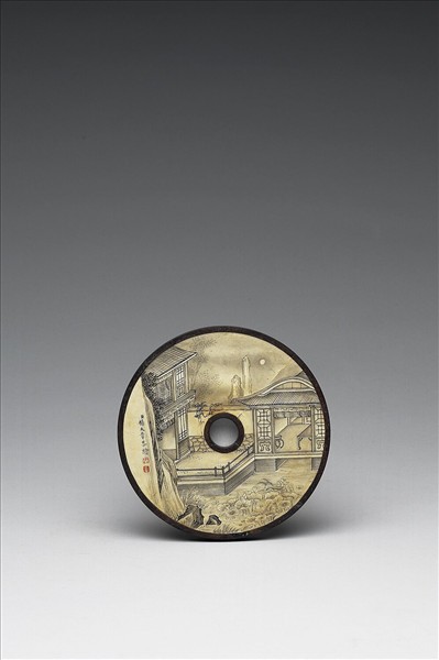 雕刻木蓋附楊大章〈樓臺月夜〉