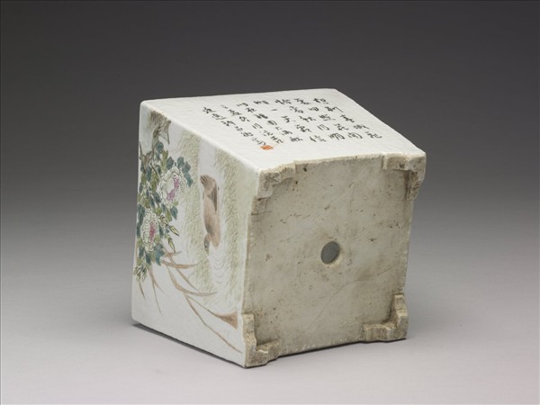 粉彩花鳥圖四方花盆