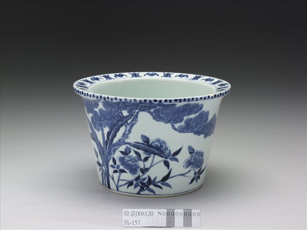 青花富貴長春圖盆