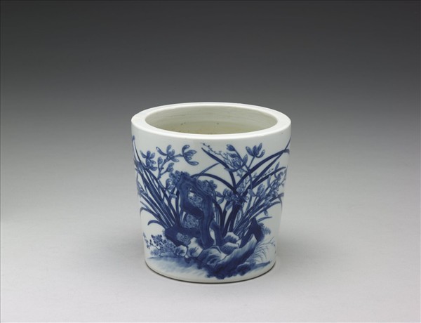 青花蘭花紋花盆