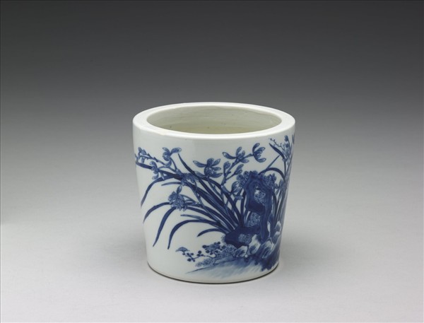 青花蘭花紋花盆