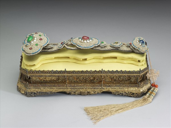 銀鑲珠寶靈芝如意