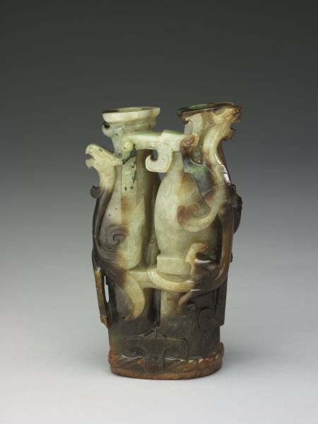 玉鳥獸紋雙連瓶