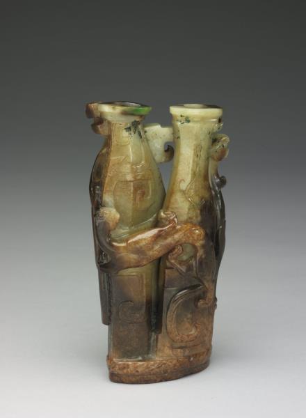 玉鳥獸紋雙連瓶