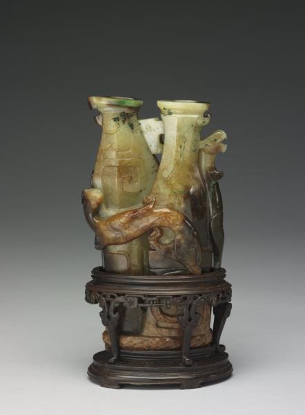 玉鳥獸紋雙連瓶