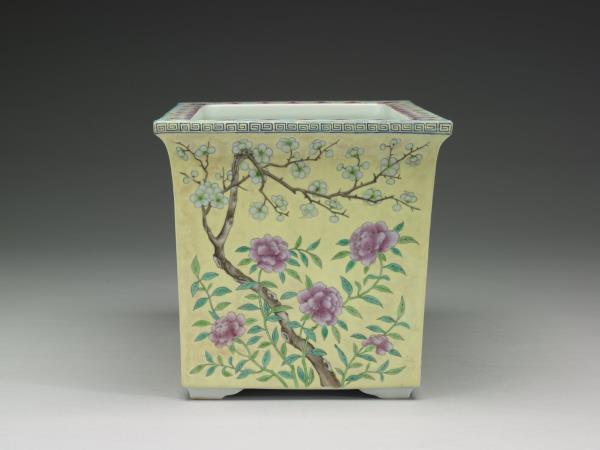 粉彩菊花紋長方盆