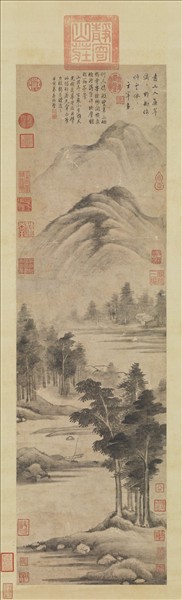 明董其昌青山倚艇圖　軸