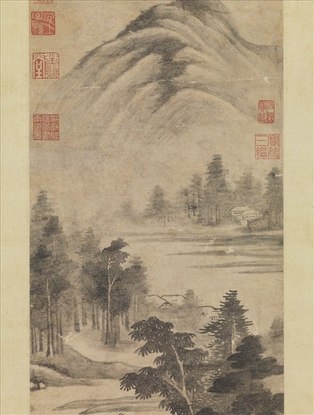 明董其昌青山倚艇圖　軸