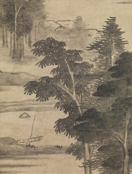 明董其昌青山倚艇圖　軸