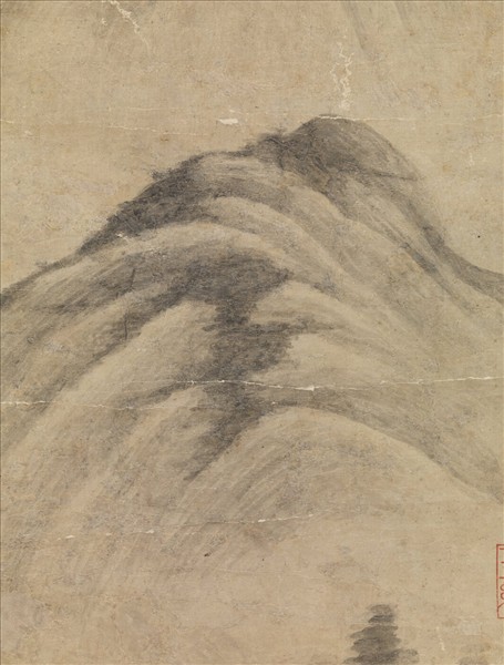 明董其昌青山倚艇圖　軸