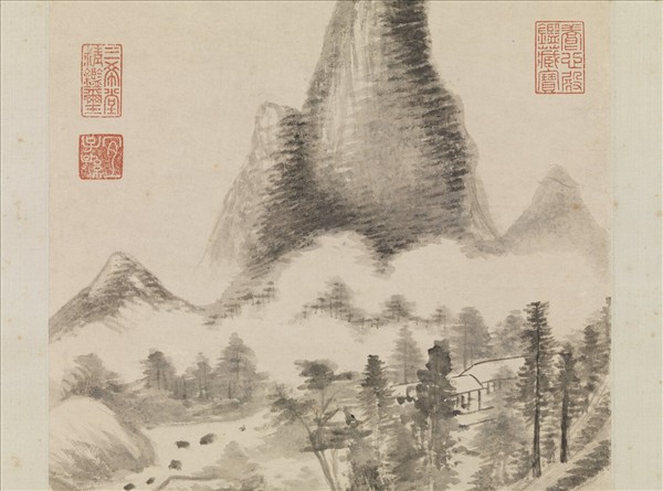 明董其昌奇峰白雲圖　軸