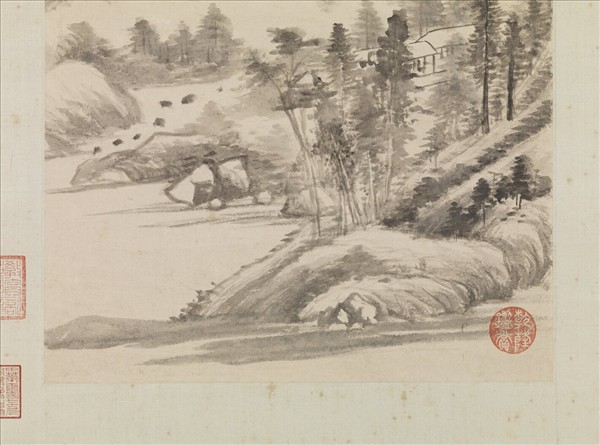 明董其昌奇峰白雲圖　軸