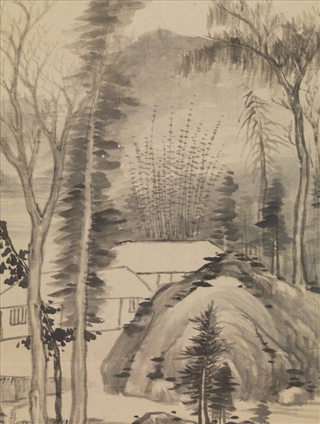 明董其昌秋林書屋圖　軸