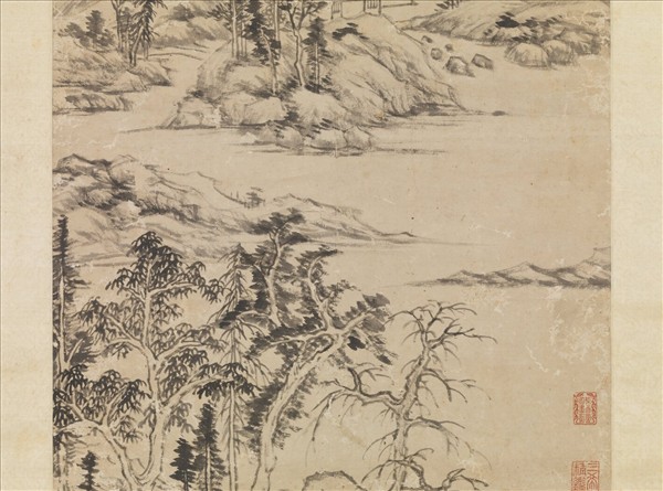 明董其昌倣倪瓚山陰丘壑圖　軸