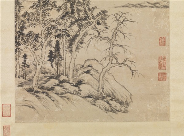 明董其昌倣倪瓚山陰丘壑圖　軸