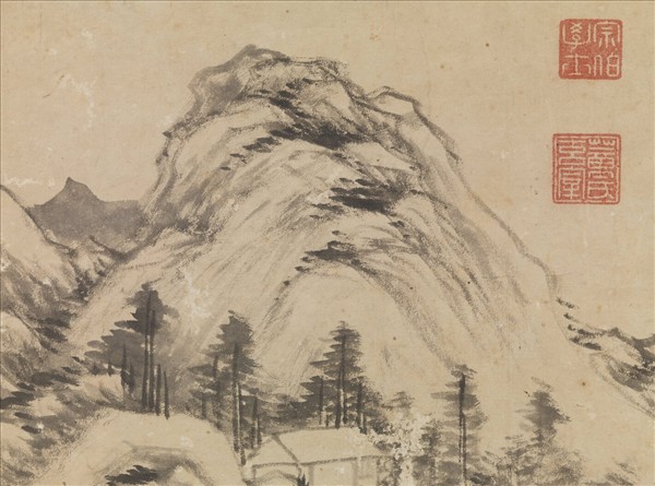 明董其昌倣倪瓚山陰丘壑圖　軸