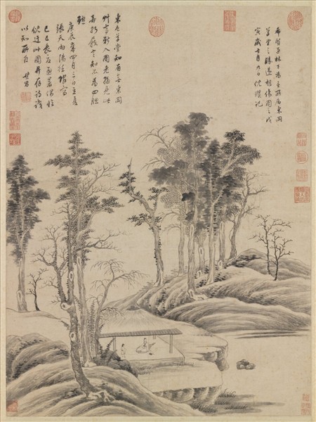 明董其昌臨倪瓚東岡草堂圖　軸