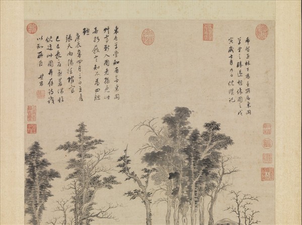 明董其昌臨倪瓚東岡草堂圖　軸