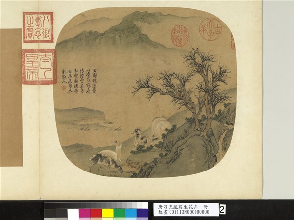 唐刁光胤寫生花卉　冊　枯樹五羊磐陀流水