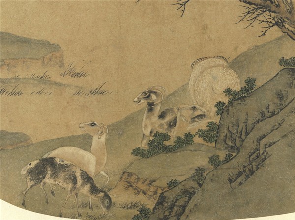 唐刁光胤寫生花卉　冊　枯樹五羊磐陀流水