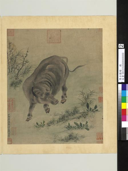 集古圖繪　冊　宋朱羲摹五代戴嵩筆