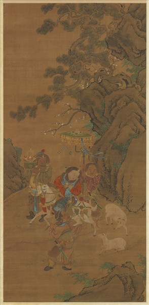 元人畫冬景戲嬰圖　軸