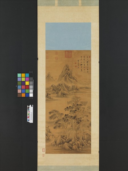 明董其昌春湖煙樹　軸