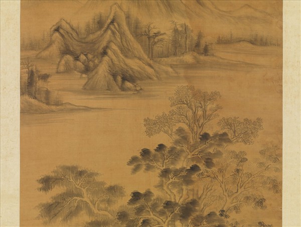 明董其昌春湖煙樹　軸