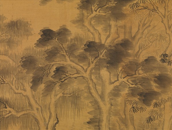 明董其昌春湖煙樹　軸