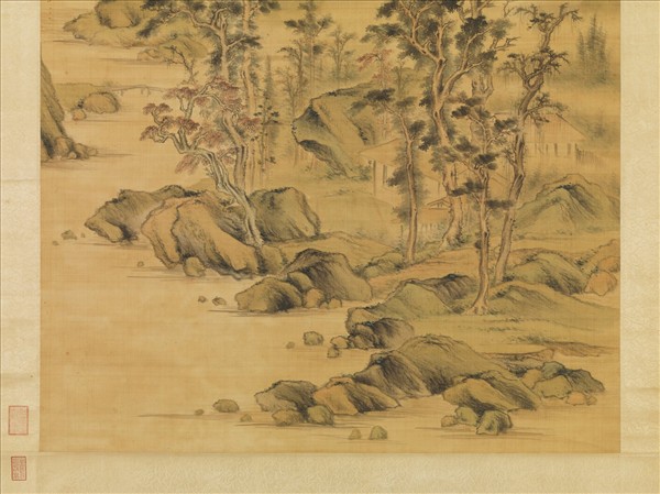 明董其昌秋景山水　軸