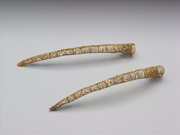 銅鍍金纍絲壽字紋指甲套