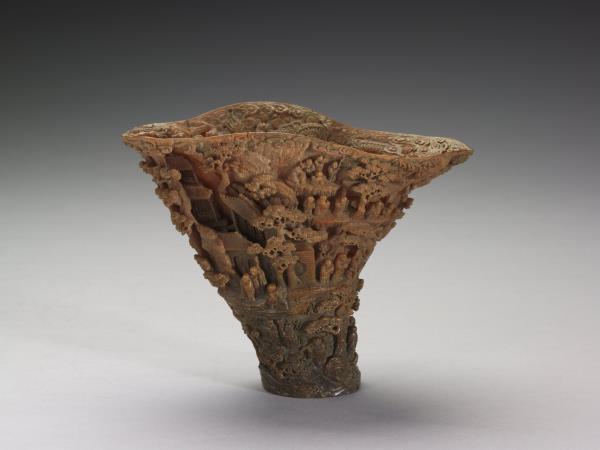 犀角雕瑤池集慶杯