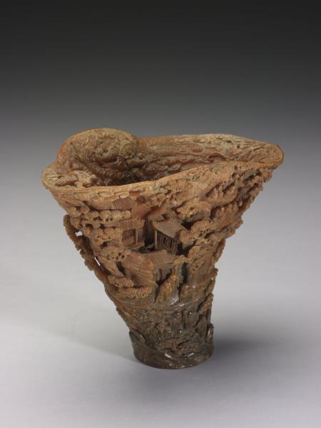 犀角雕瑤池集慶杯