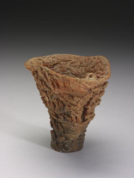 犀角雕瑤池集慶杯