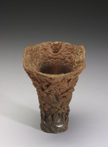 犀角雕瑤池集慶杯