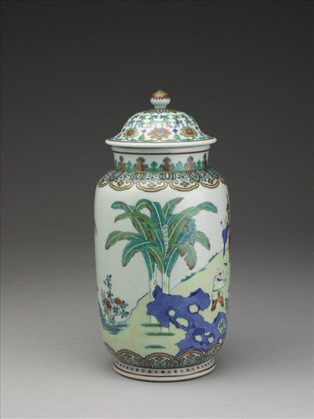 五彩嬰戲圖蓋罐