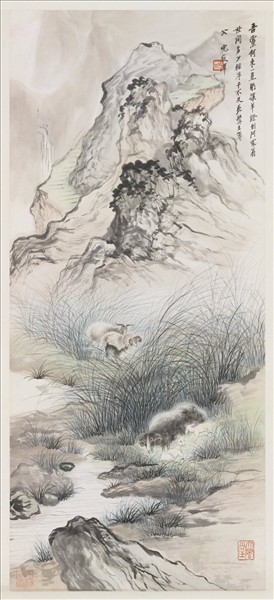 民國張澤山羊圖　軸