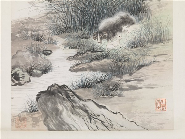 民國張澤山羊圖　軸