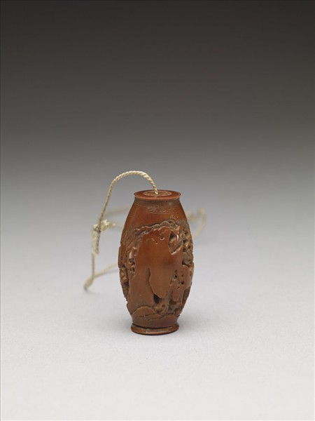 橄欖核雕松下高士扇墜