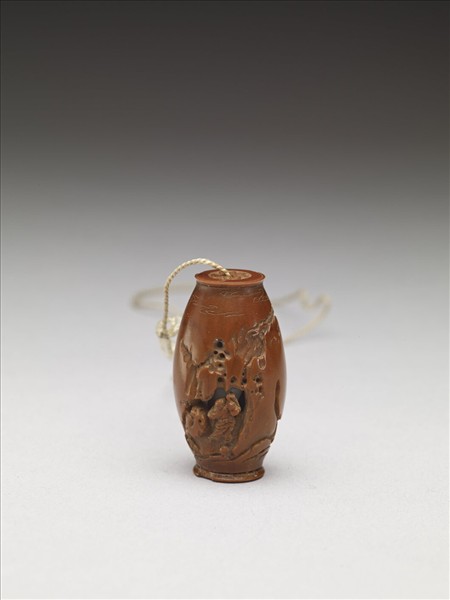 橄欖核雕松下高士扇墜